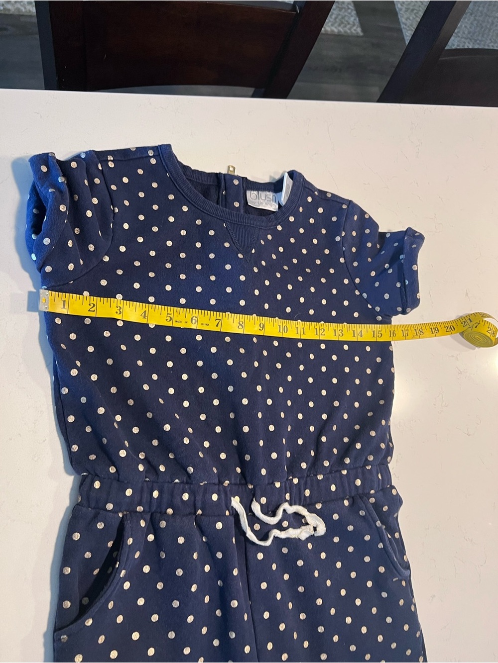 Us Angels Navy Polka Dot Zip Romper - Picture 7 of 7